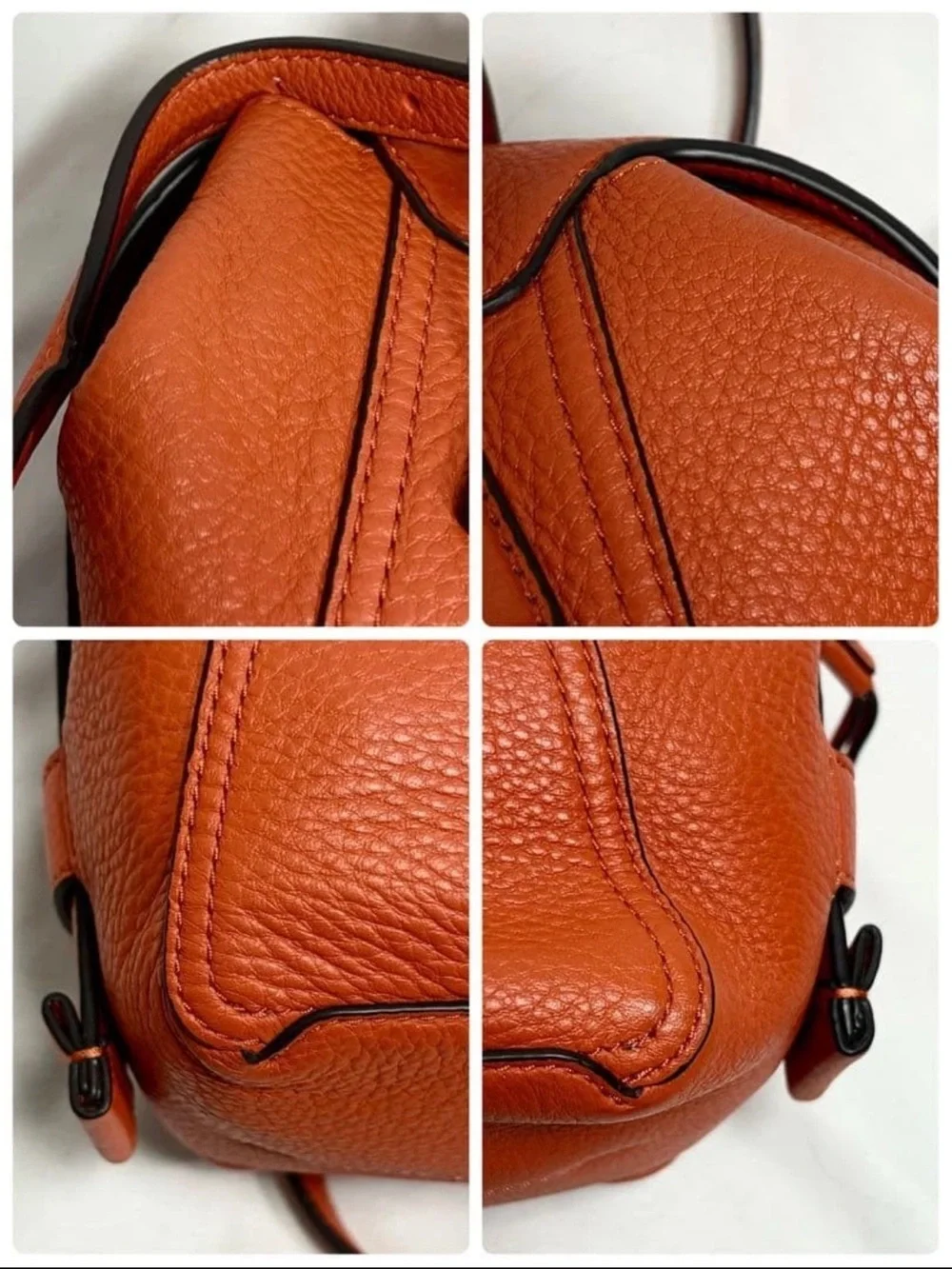 Tory Burch Orange Pebbled Leather Shoulder Bag